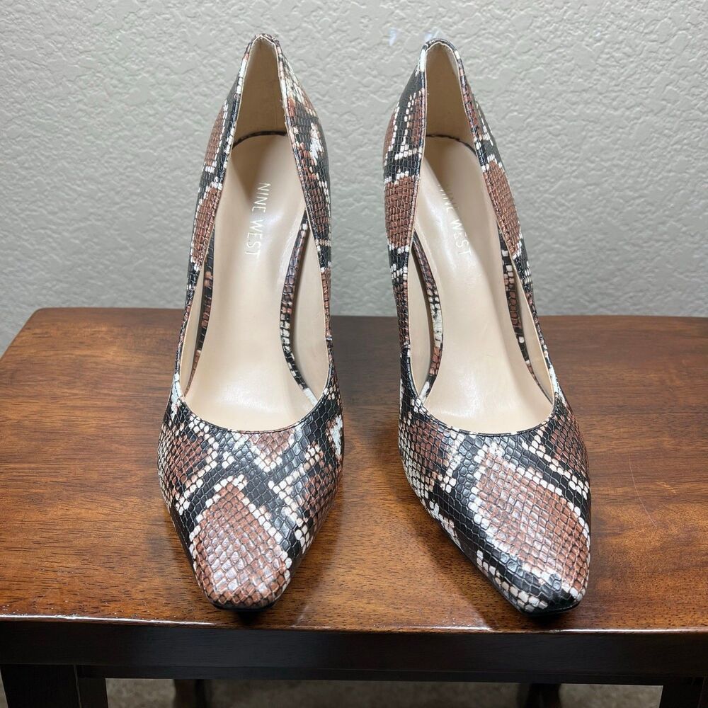 Nine West Pumps Womens Python Snake Print Pointed Toe Stiletto Heels  size 9M - Picture 14 of 15